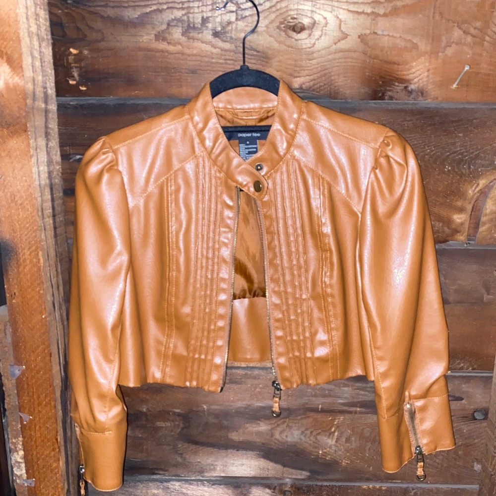 Paper Tee Vegan Leather Cropped Jacket